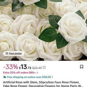 Artificial White Roses 50 pieces